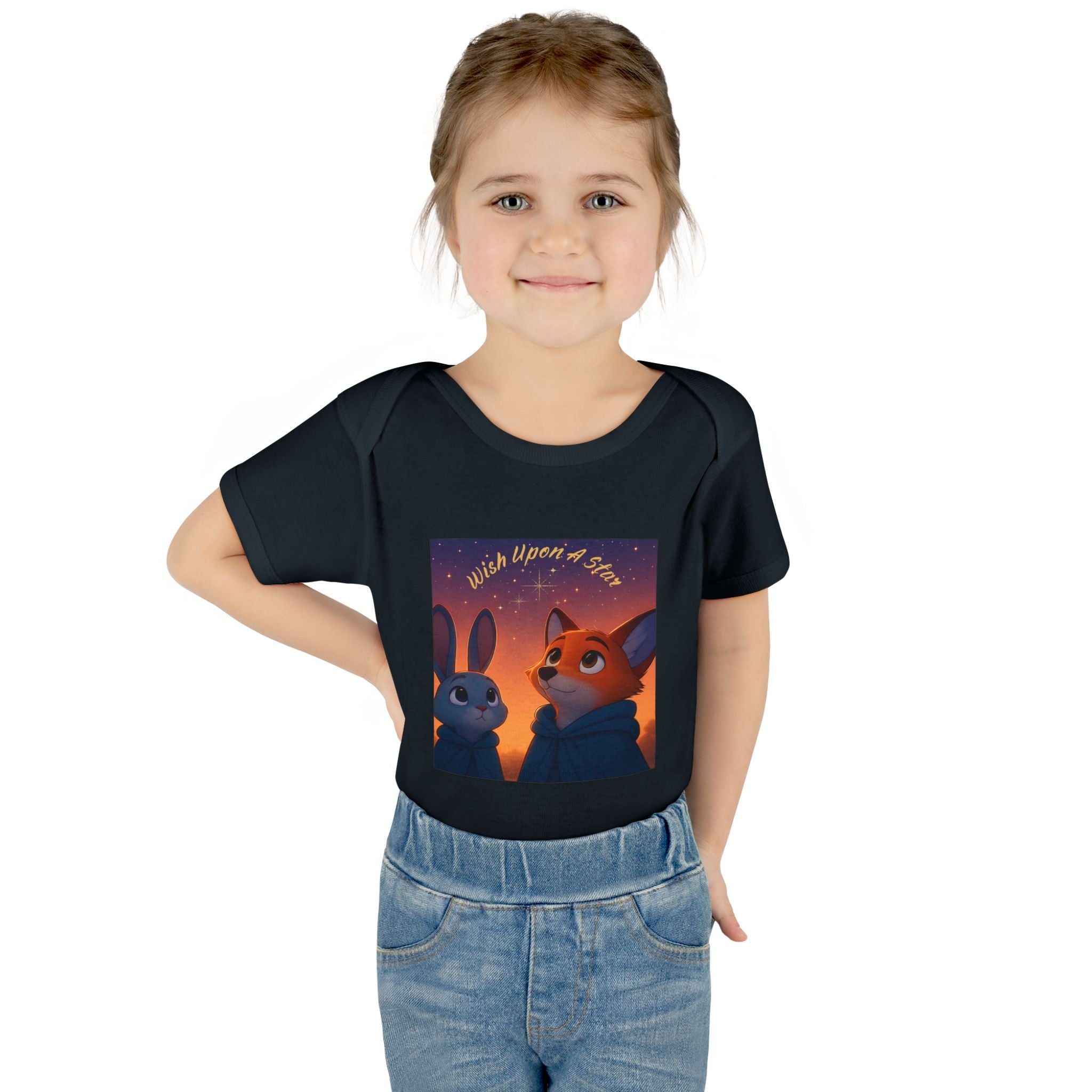 Baby Bodysuit - 'Wish Upon a Star' Fox & Bunny Night Sky Infant Onesie