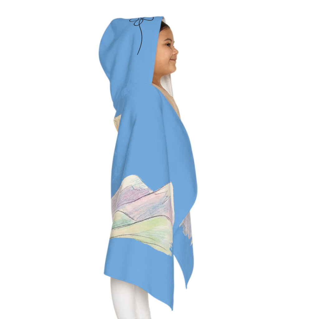 Youth Hooded Towel - Golden Retriever Puppy with Mountains Kids Beach & Bath Towel