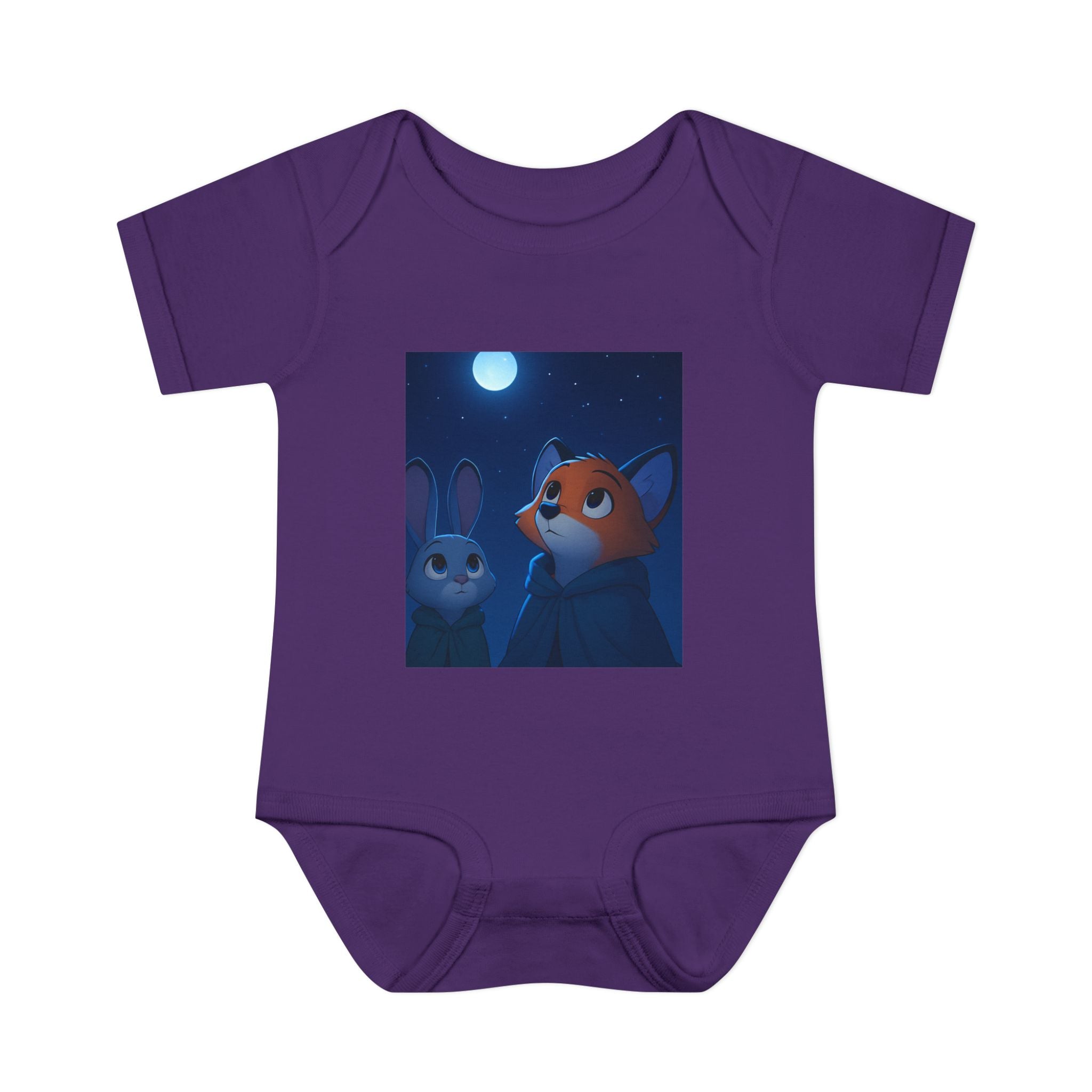 Baby Bodysuit — Moonlit Fox & Bunny Cute Nursery Graphic