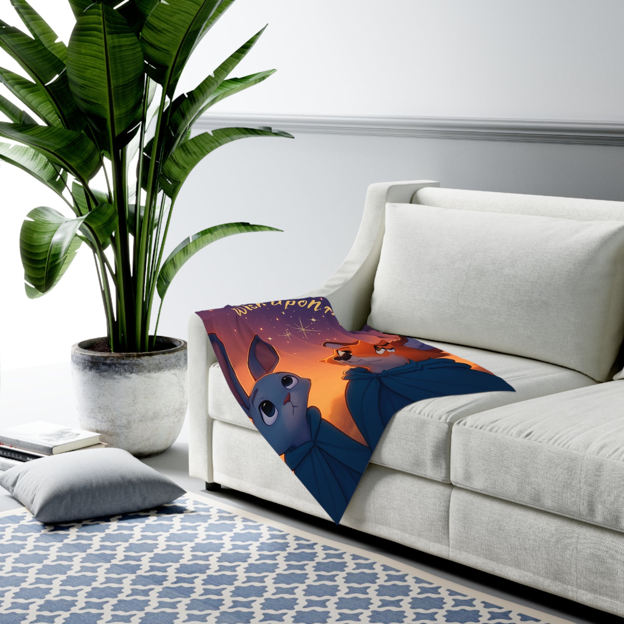 Wish Upon a Star Baby Swaddle Blanket — Fox & Bunny Nursery Wrap