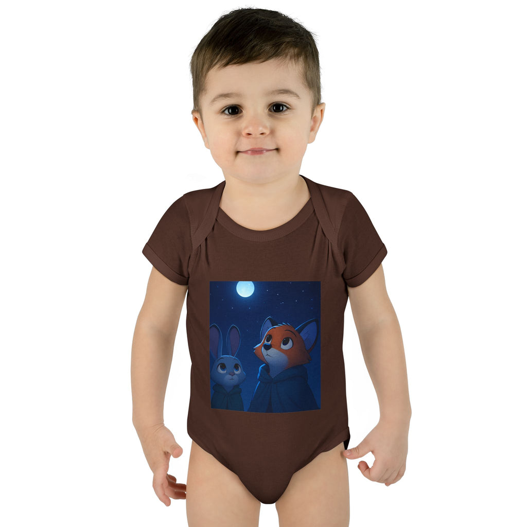 Baby Bodysuit — Moonlit Fox & Bunny Cute Nursery Graphic