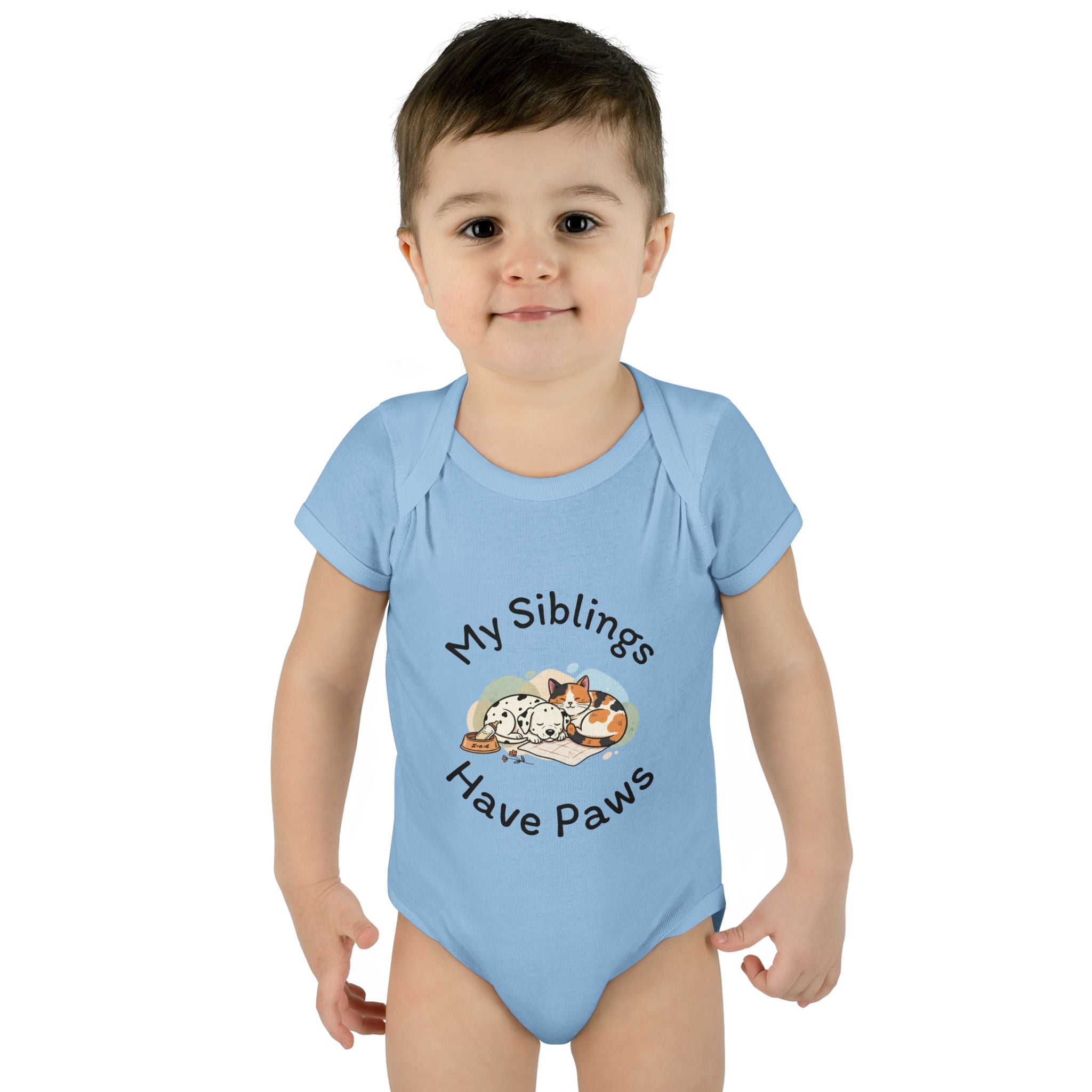 Infant Bodysuit – "My Siblings Have Paws" Cute Cat & Dog Baby Onesie