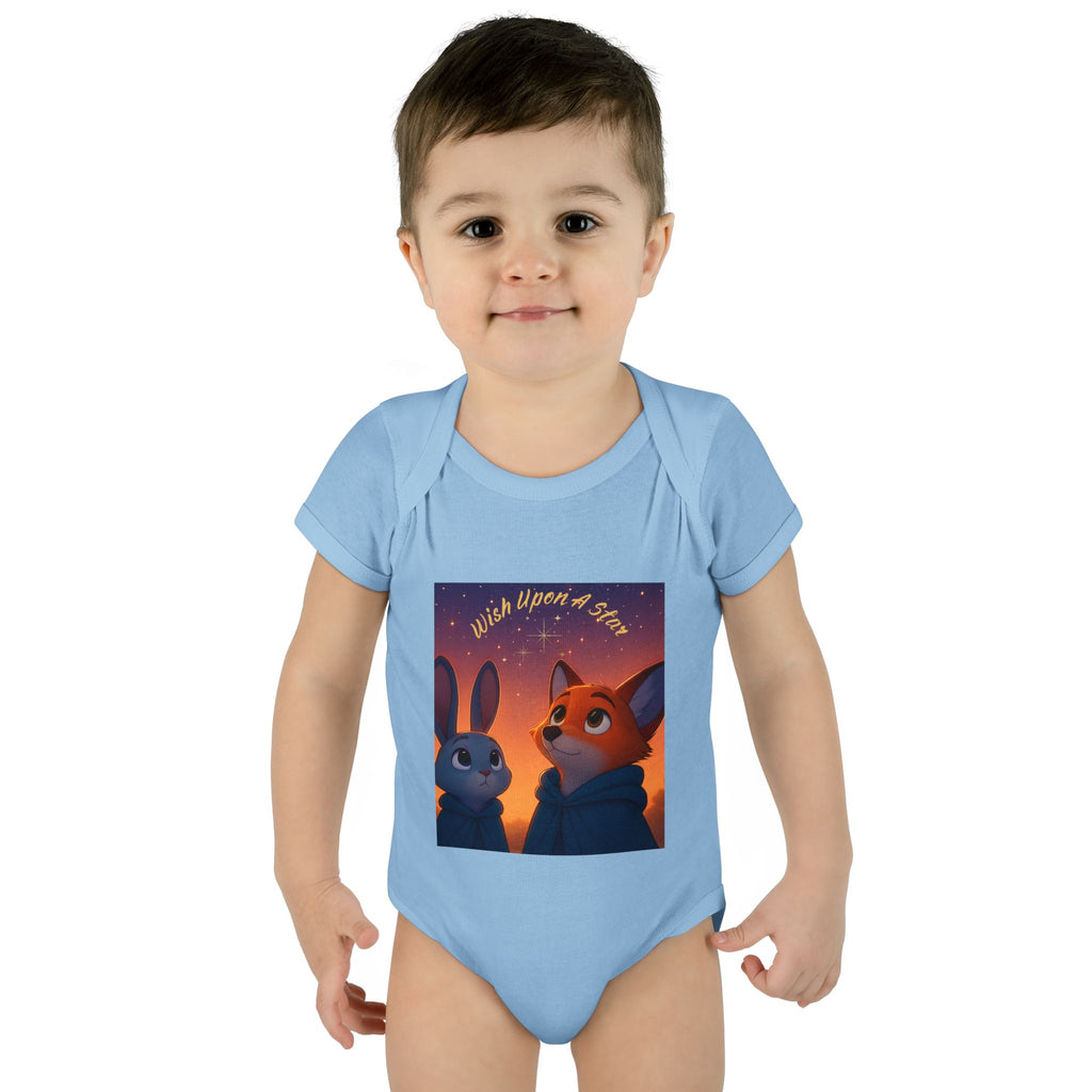 Baby Bodysuit - 'Wish Upon a Star' Fox & Bunny Night Sky Infant Onesie