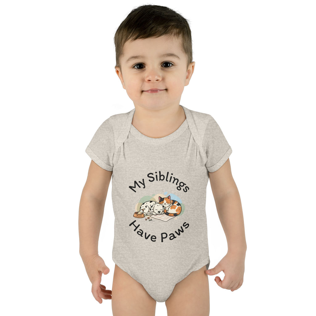 Infant Bodysuit – "My Siblings Have Paws" Cute Cat & Dog Baby Onesie