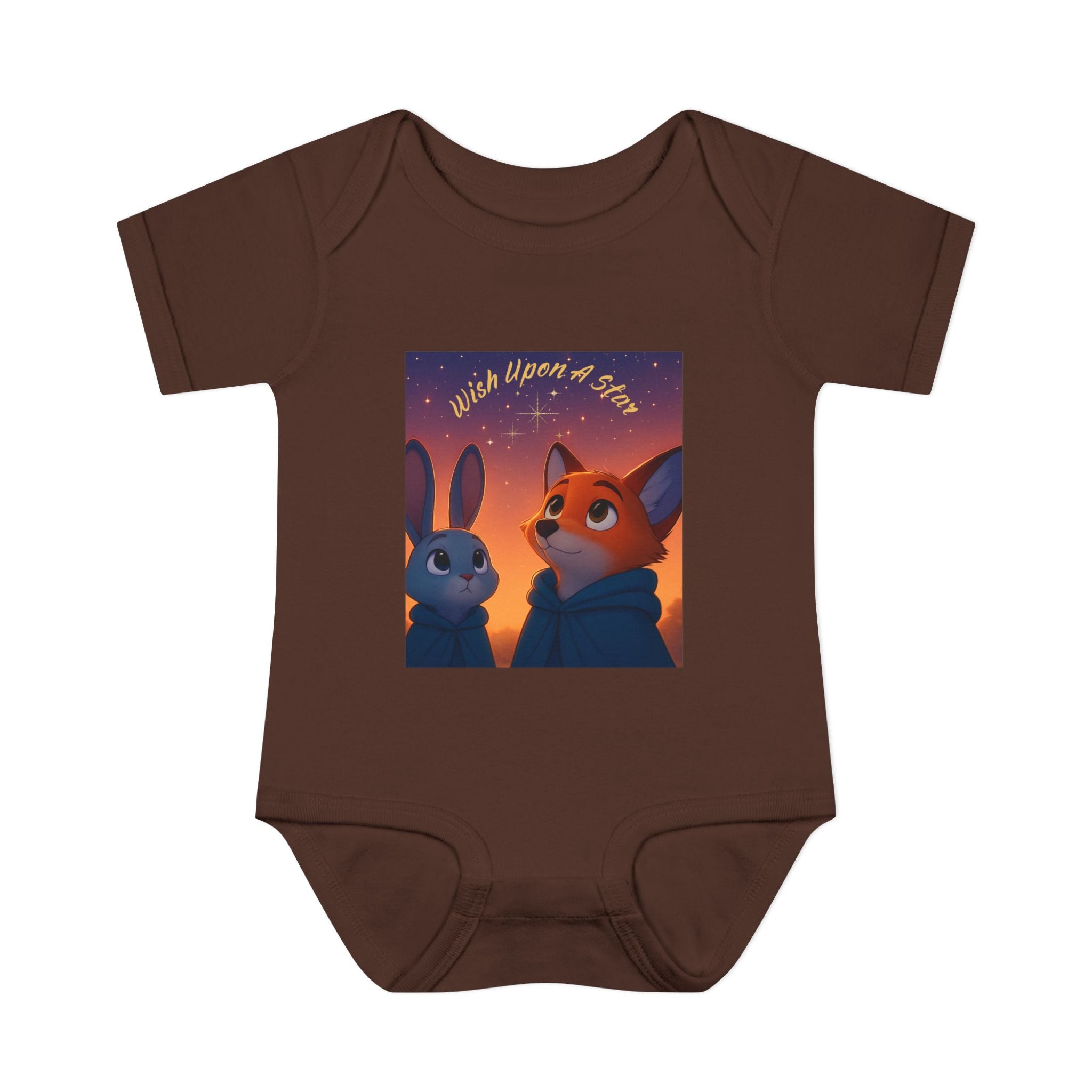 Baby Bodysuit - 'Wish Upon a Star' Fox & Bunny Night Sky Infant Onesie