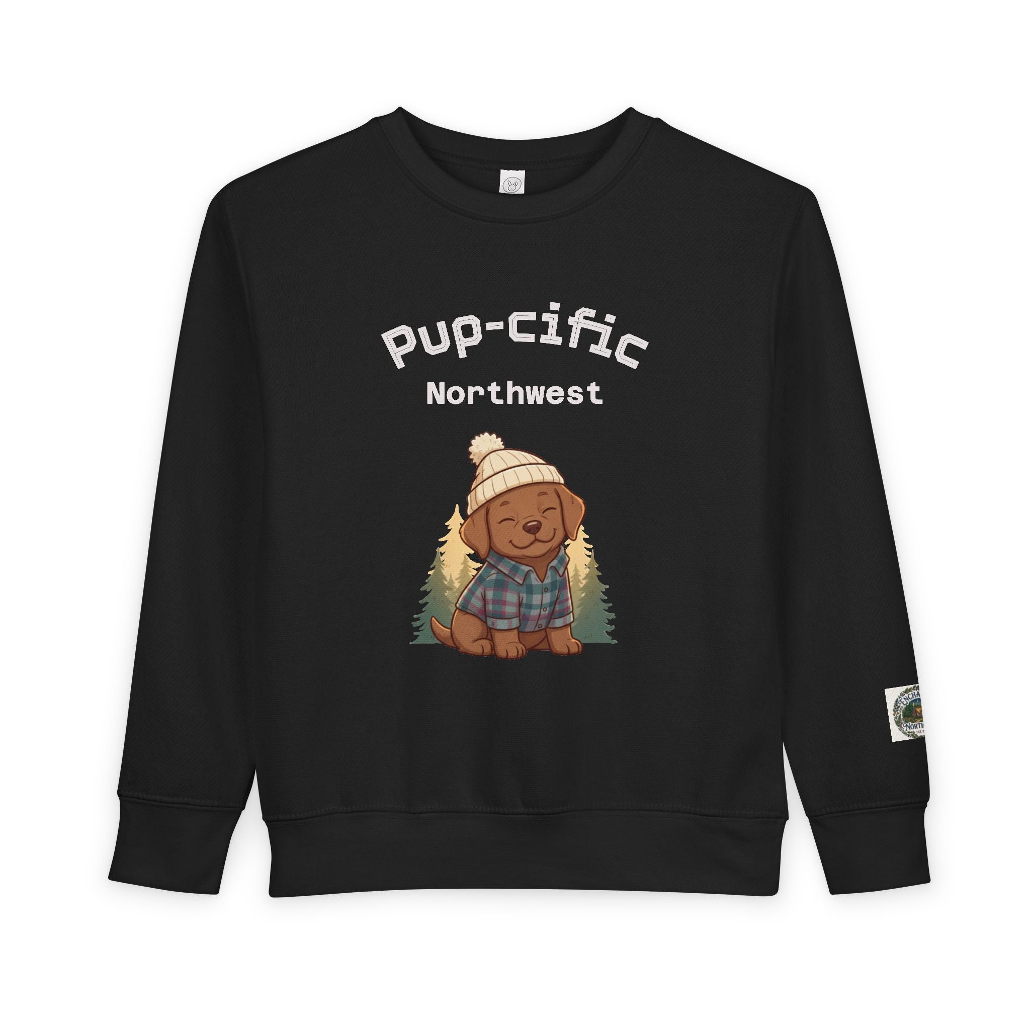 Pup-cific Northwest Toddler Sweatshirt — Cute Cozy Puppy Graphic
