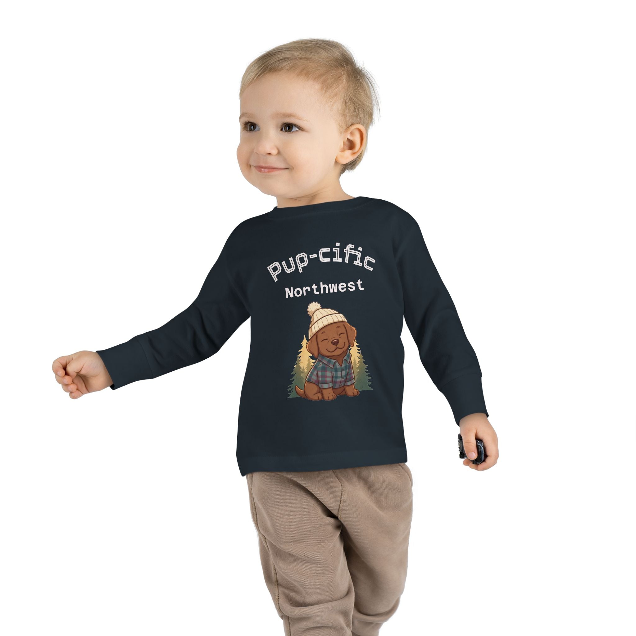 Toddler Long Sleeve Tee - Pup-cific Northwest Cozy puppy