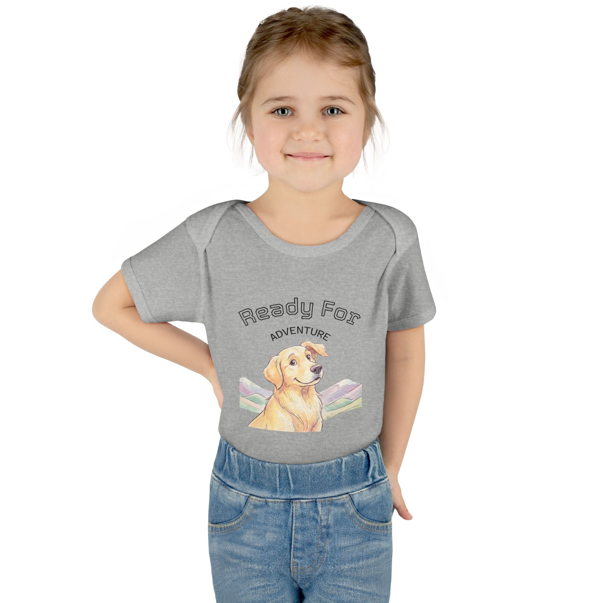Ready for Adventure Baby Bodysuit — Golden Retriever Puppy Graphic Infant Onesie