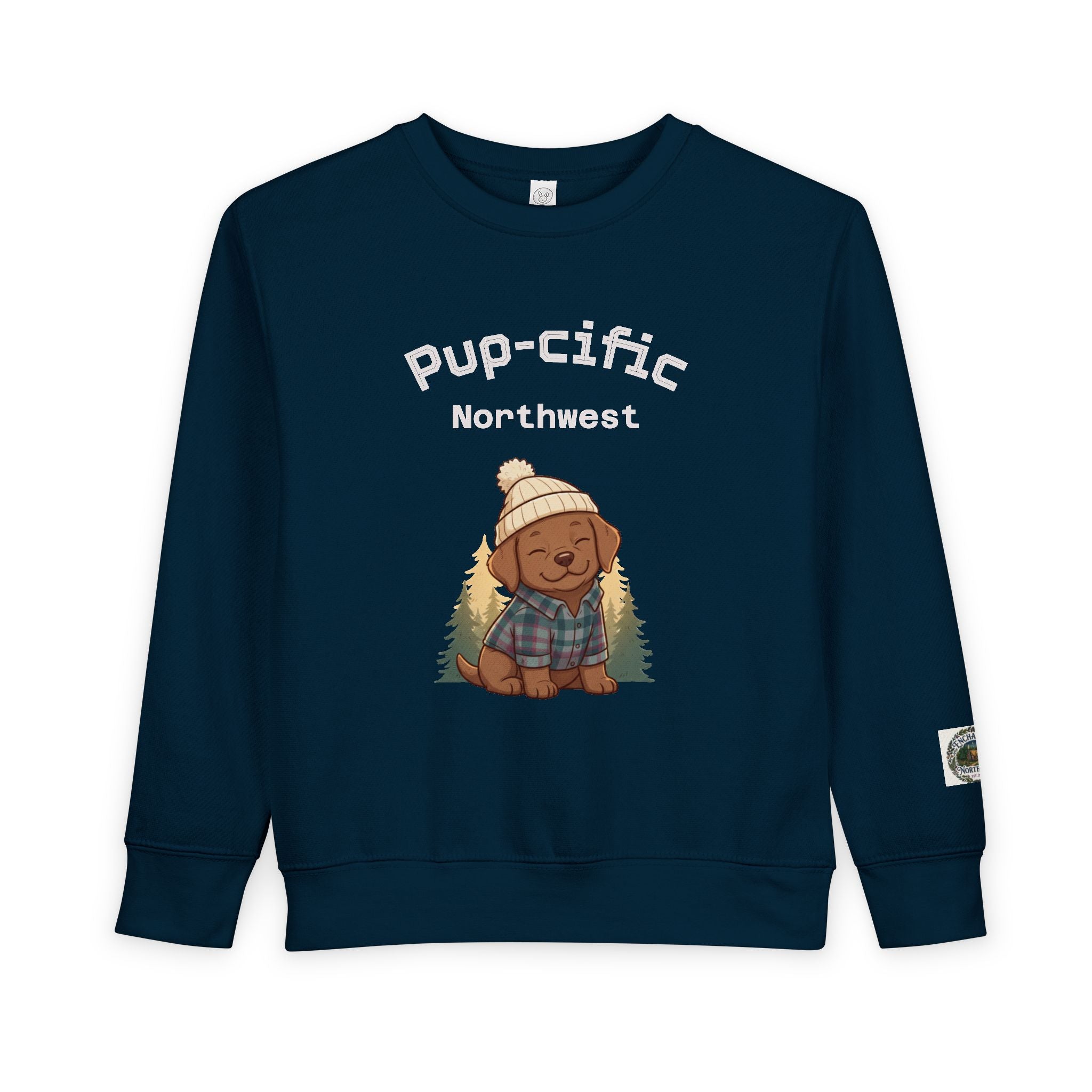 Pup-cific Northwest Toddler Sweatshirt — Cute Cozy Puppy Graphic