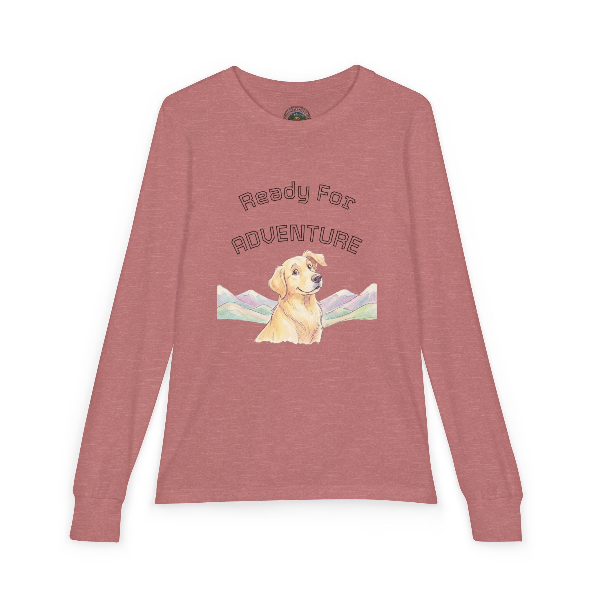 Youth Long Sleeve Tee — "Ready for Adventure" Golden Retriever Kids Shirt