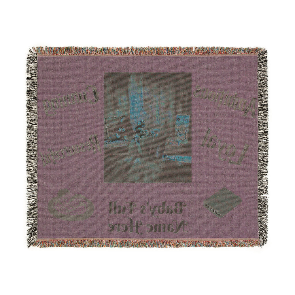 Personalized Baby Woven Blanket — Nursery Keepsake with Name, photo, and Slytherin Illustration