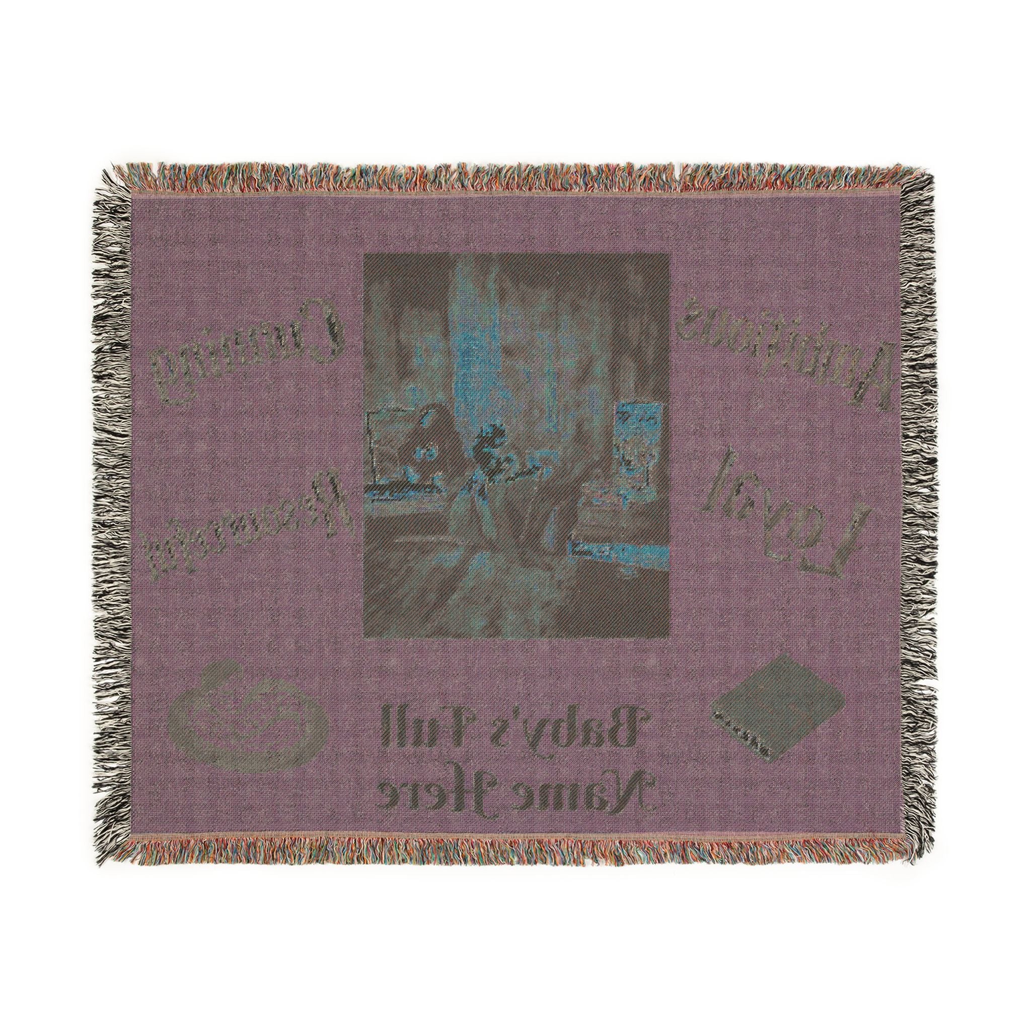 Personalized Baby Woven Blanket — Nursery Keepsake with Name, photo, and Slytherin Illustration