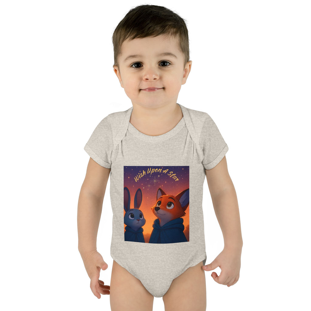 Baby Bodysuit - 'Wish Upon a Star' Fox & Bunny Night Sky Infant Onesie