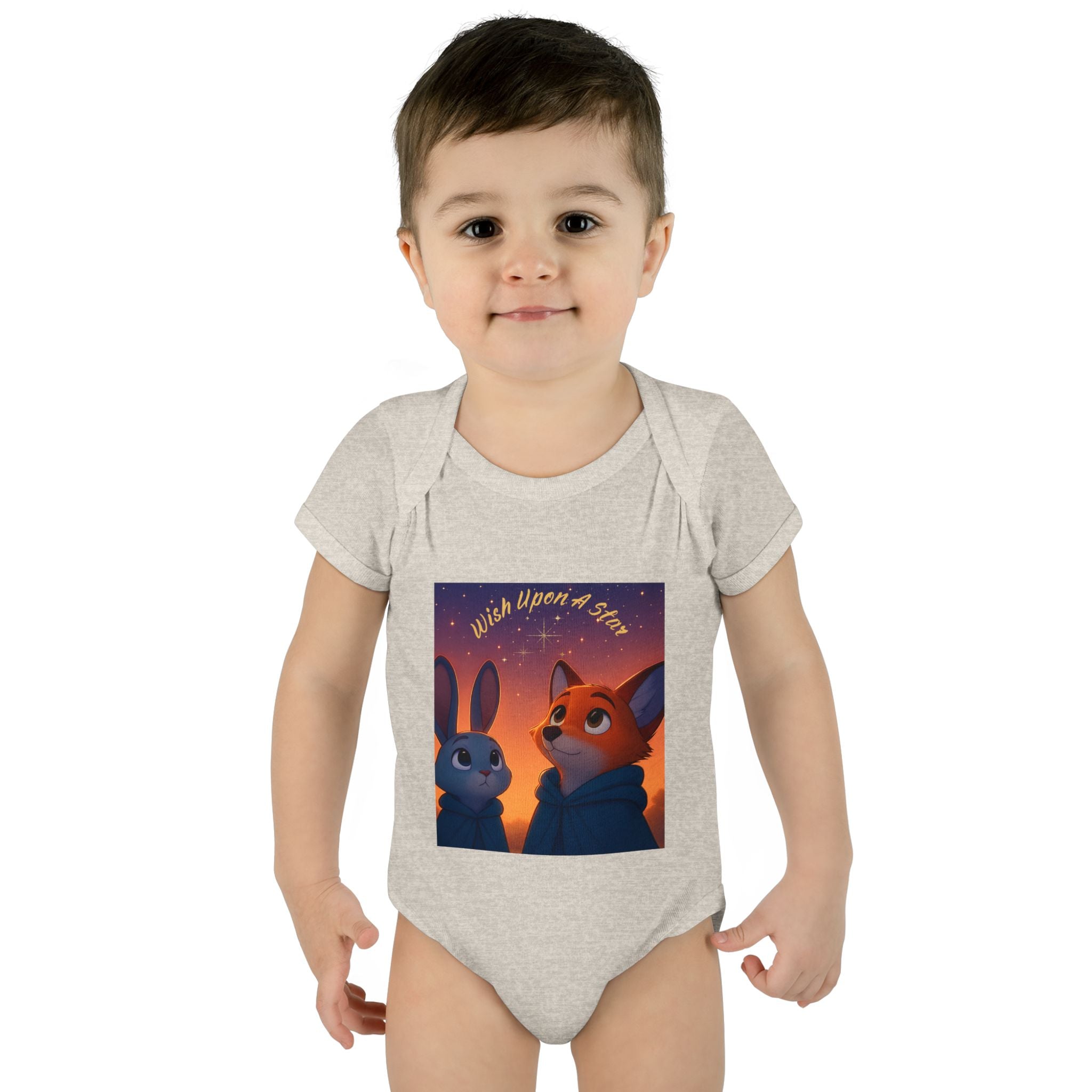 Baby Bodysuit - 'Wish Upon a Star' Fox & Bunny Night Sky Infant Onesie