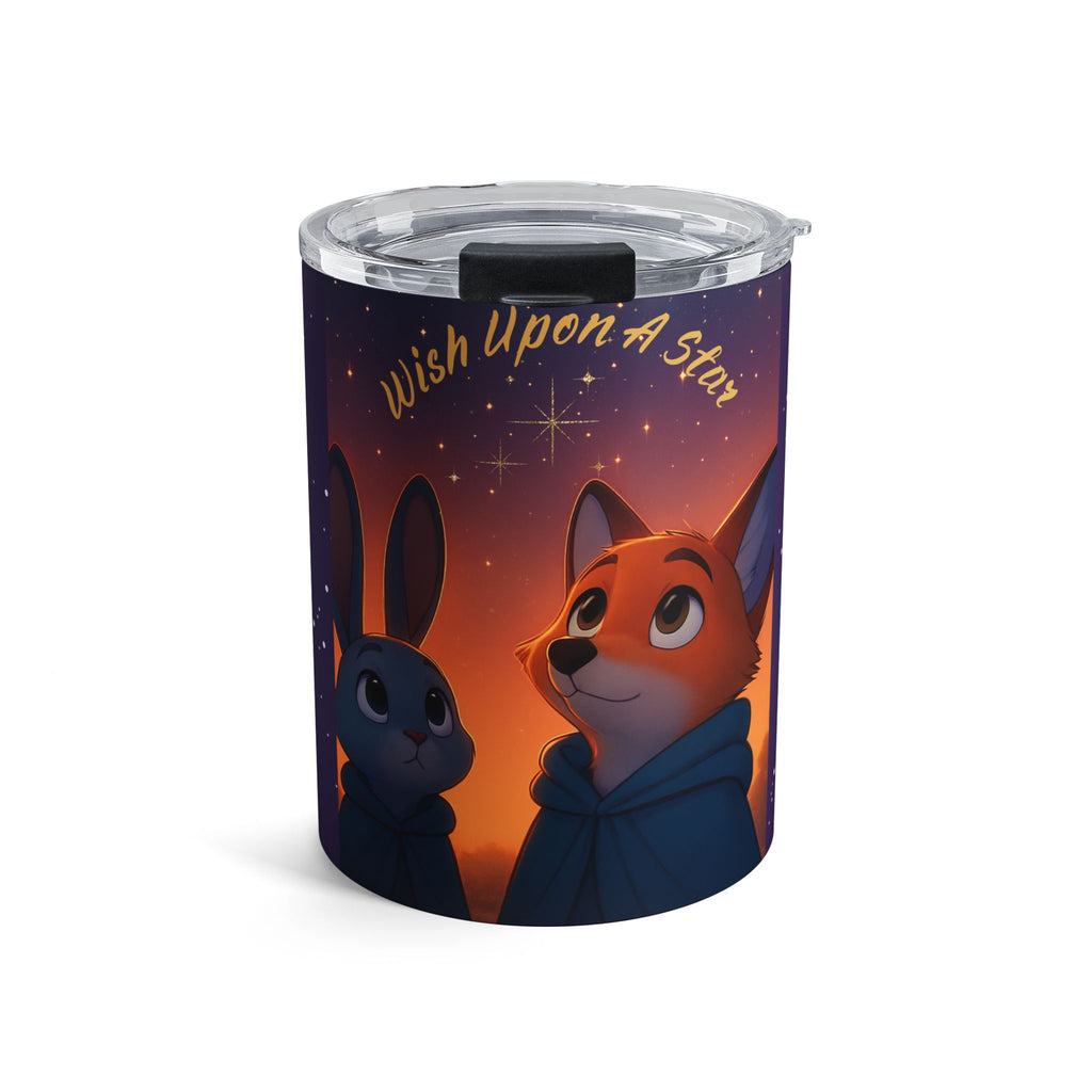 Wish Upon a Star 10oz Tumbler — Cute Fox & Bunny Night Sky Travel Mug