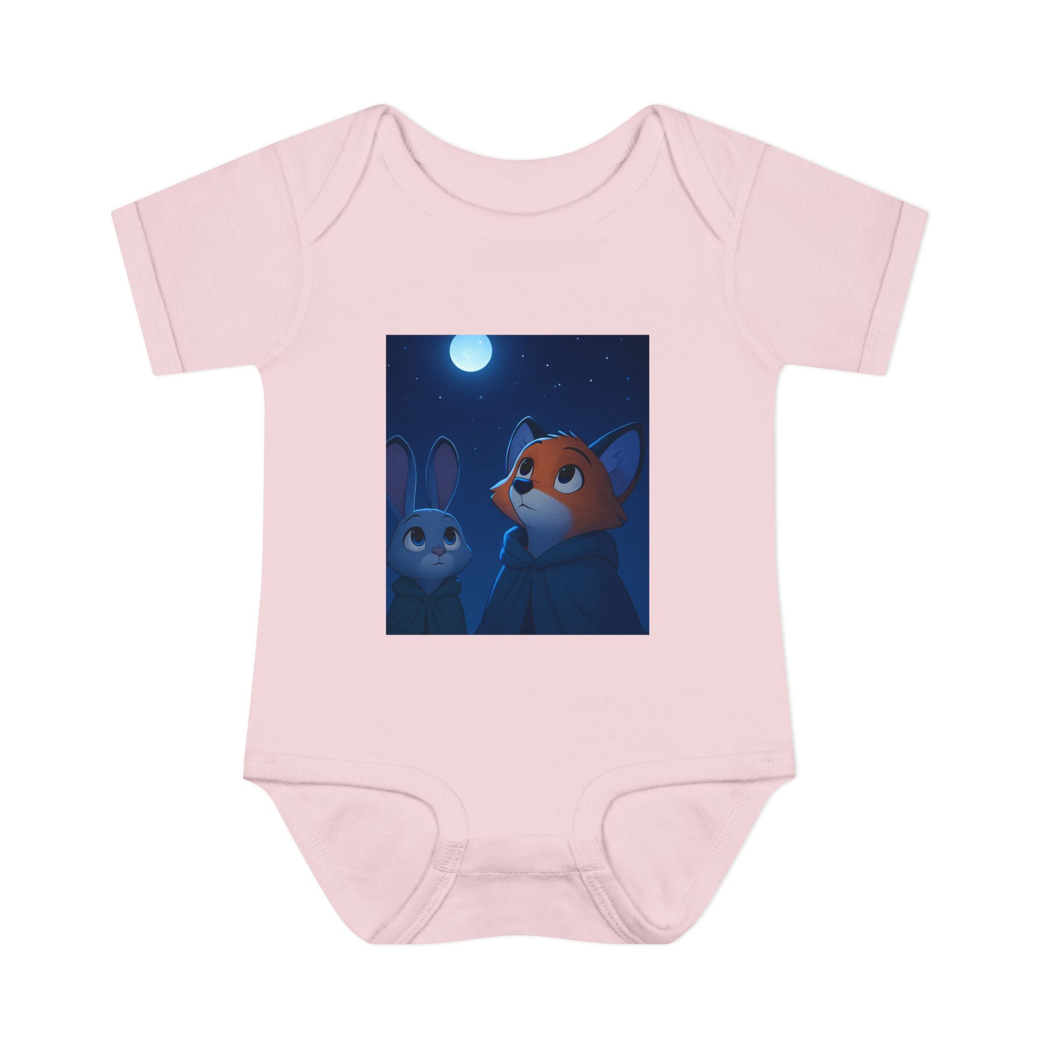 Baby Bodysuit — Moonlit Fox & Bunny Cute Nursery Graphic
