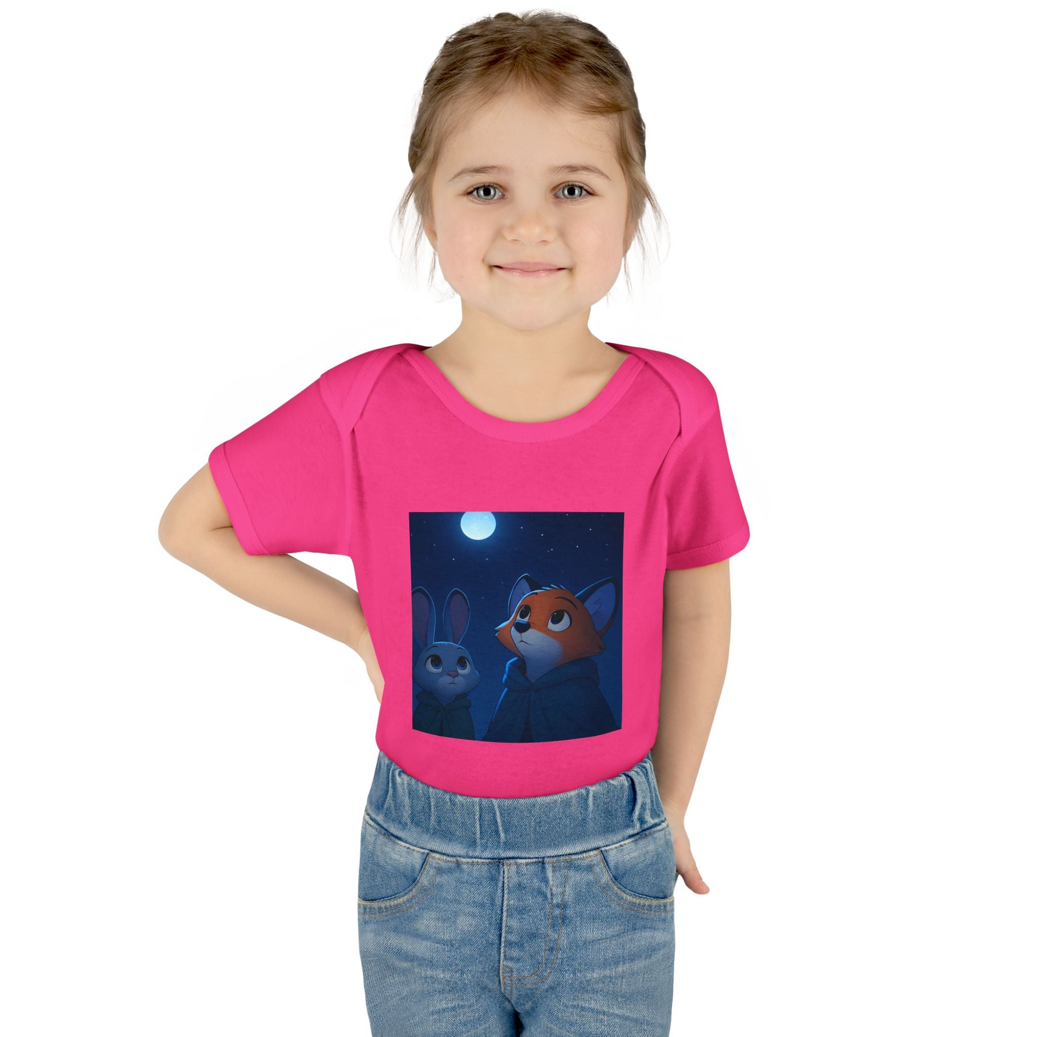 Baby Bodysuit — Moonlit Fox & Bunny Cute Nursery Graphic