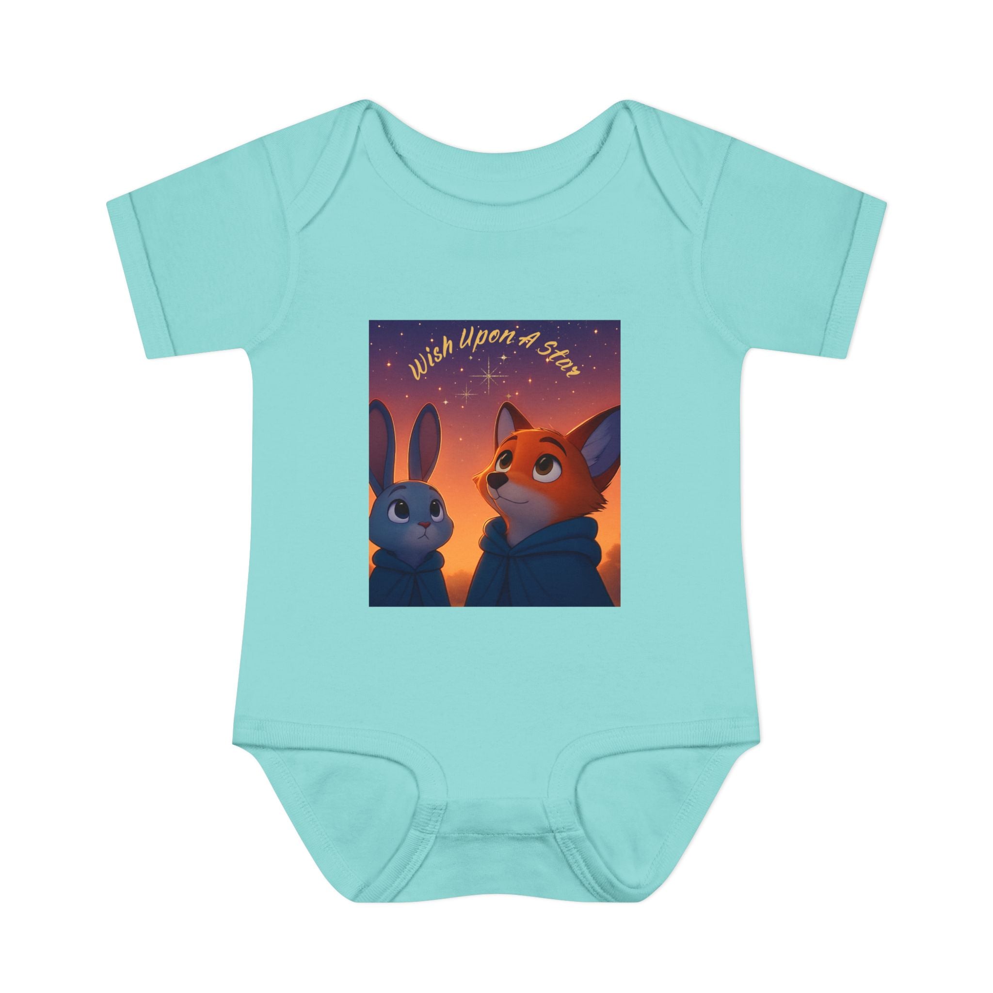 Baby Bodysuit - 'Wish Upon a Star' Fox & Bunny Night Sky Infant Onesie