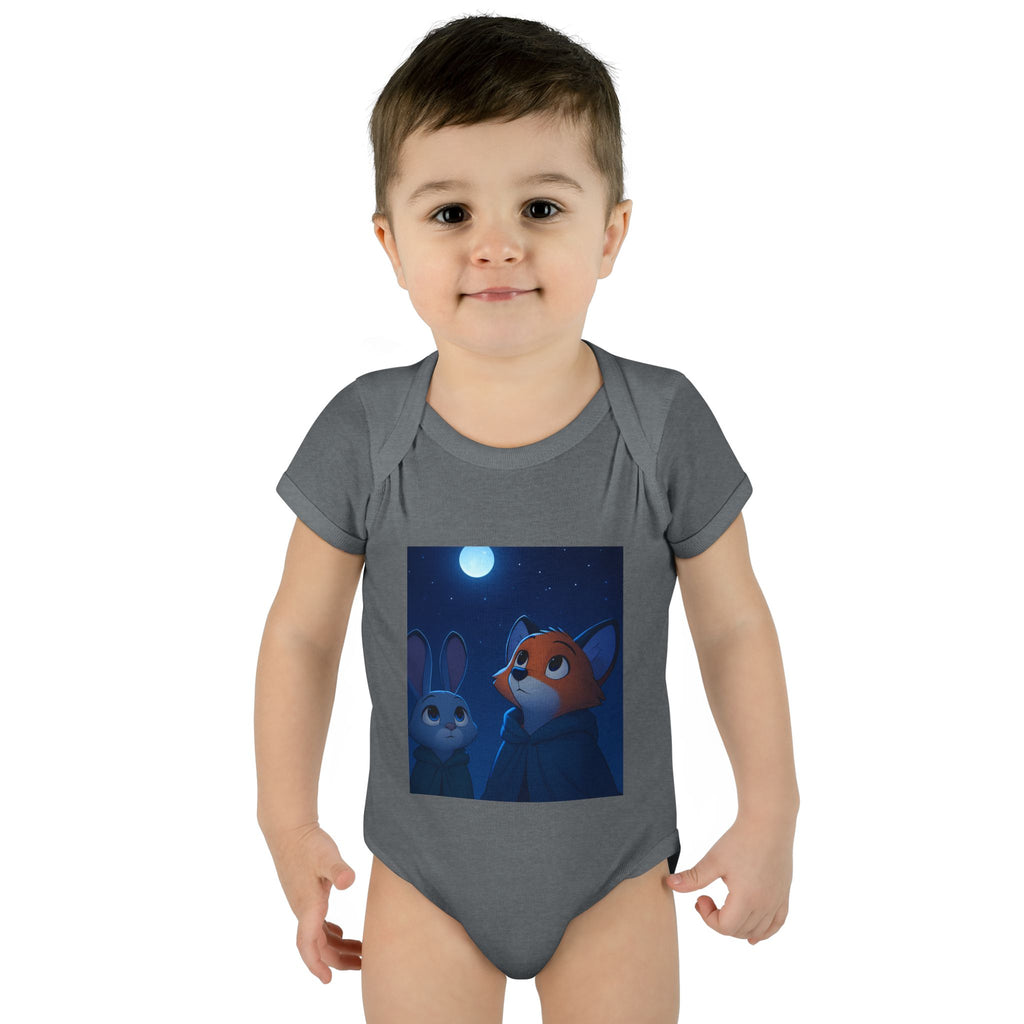 Baby Bodysuit — Moonlit Fox & Bunny Cute Nursery Graphic