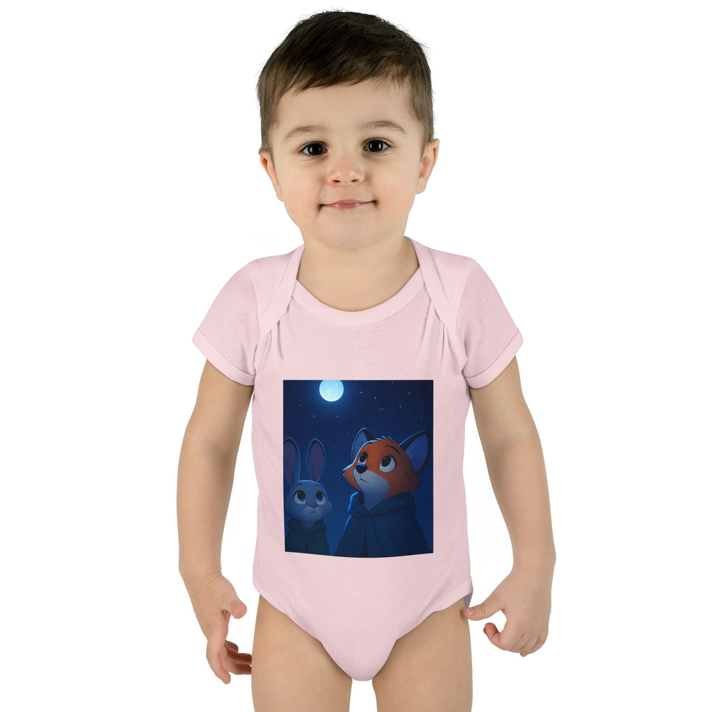 Baby Bodysuit — Moonlit Fox & Bunny Cute Nursery Graphic