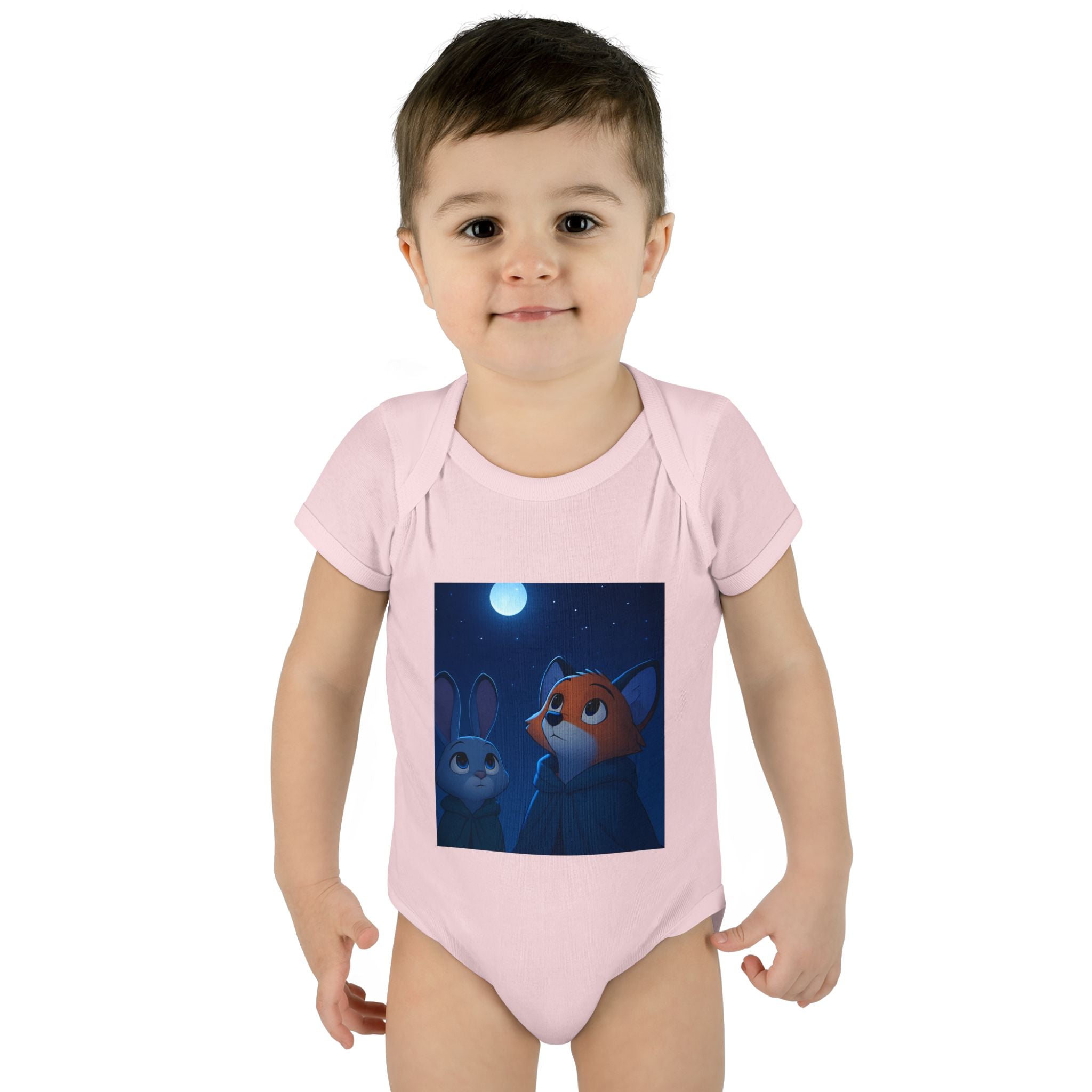 Baby Bodysuit — Moonlit Fox & Bunny Cute Nursery Graphic