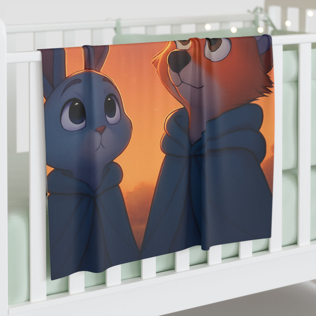Wish Upon a Star Baby Swaddle Blanket — Fox & Bunny Nursery Wrap