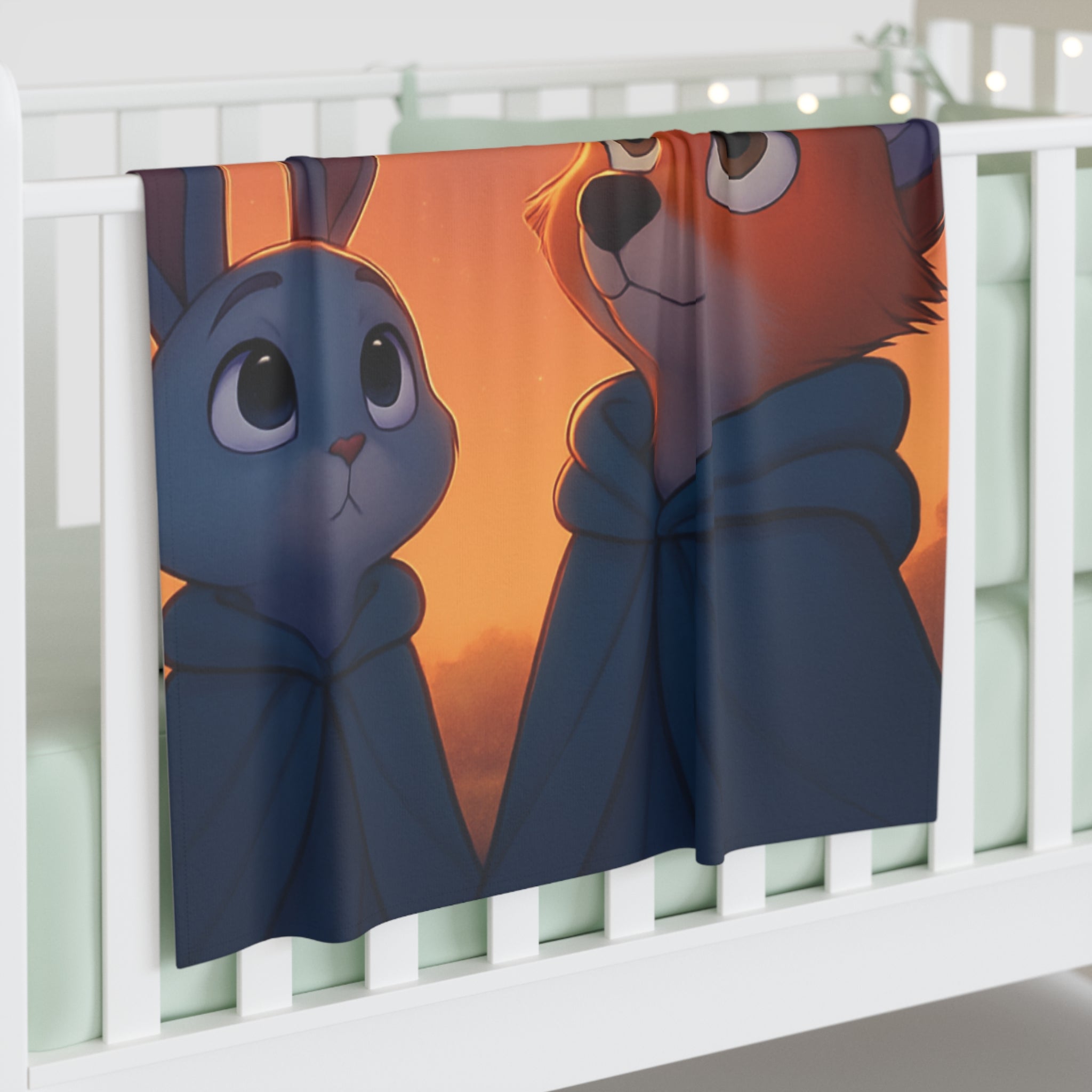 Wish Upon a Star Baby Swaddle Blanket — Fox & Bunny Nursery Wrap