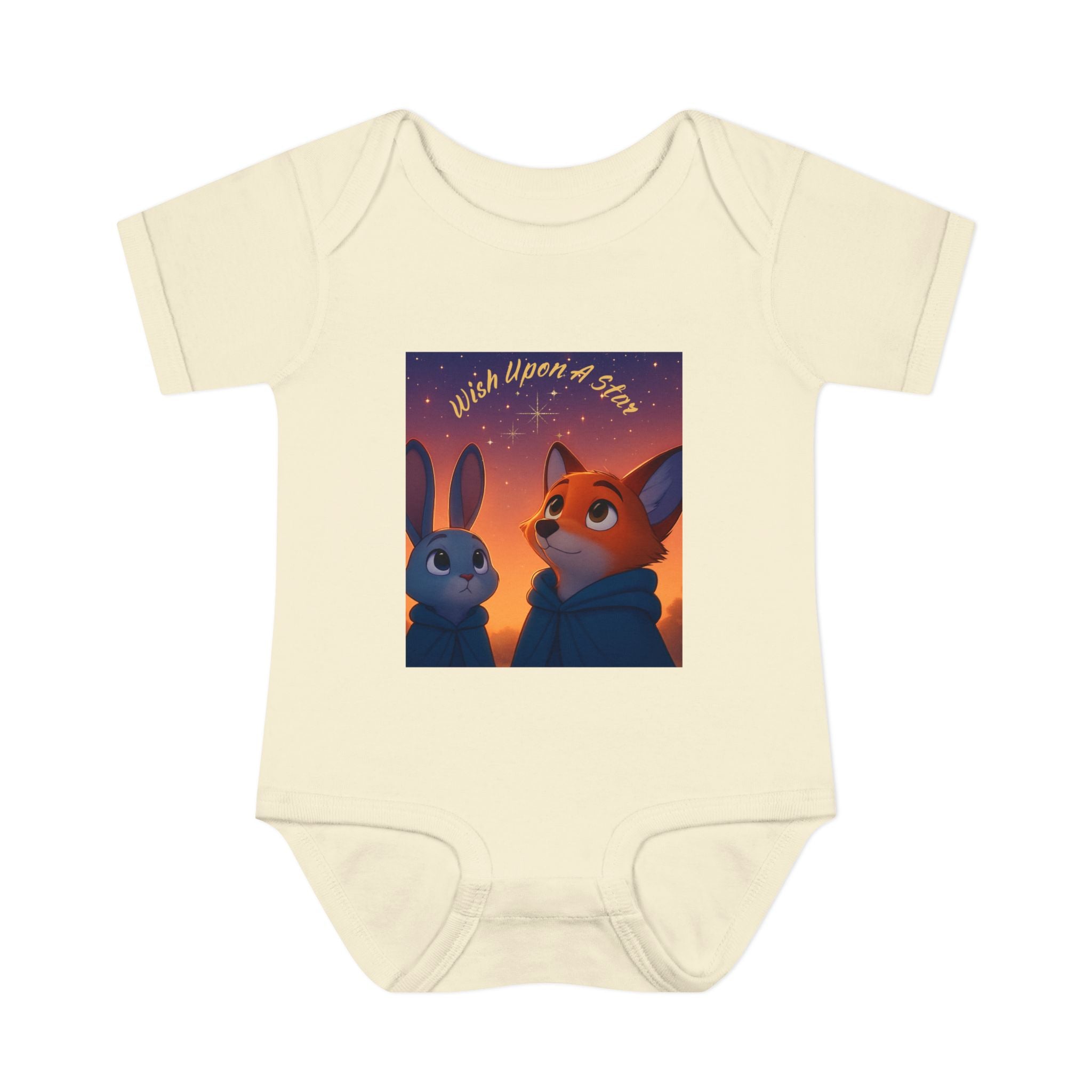 Baby Bodysuit - 'Wish Upon a Star' Fox & Bunny Night Sky Infant Onesie
