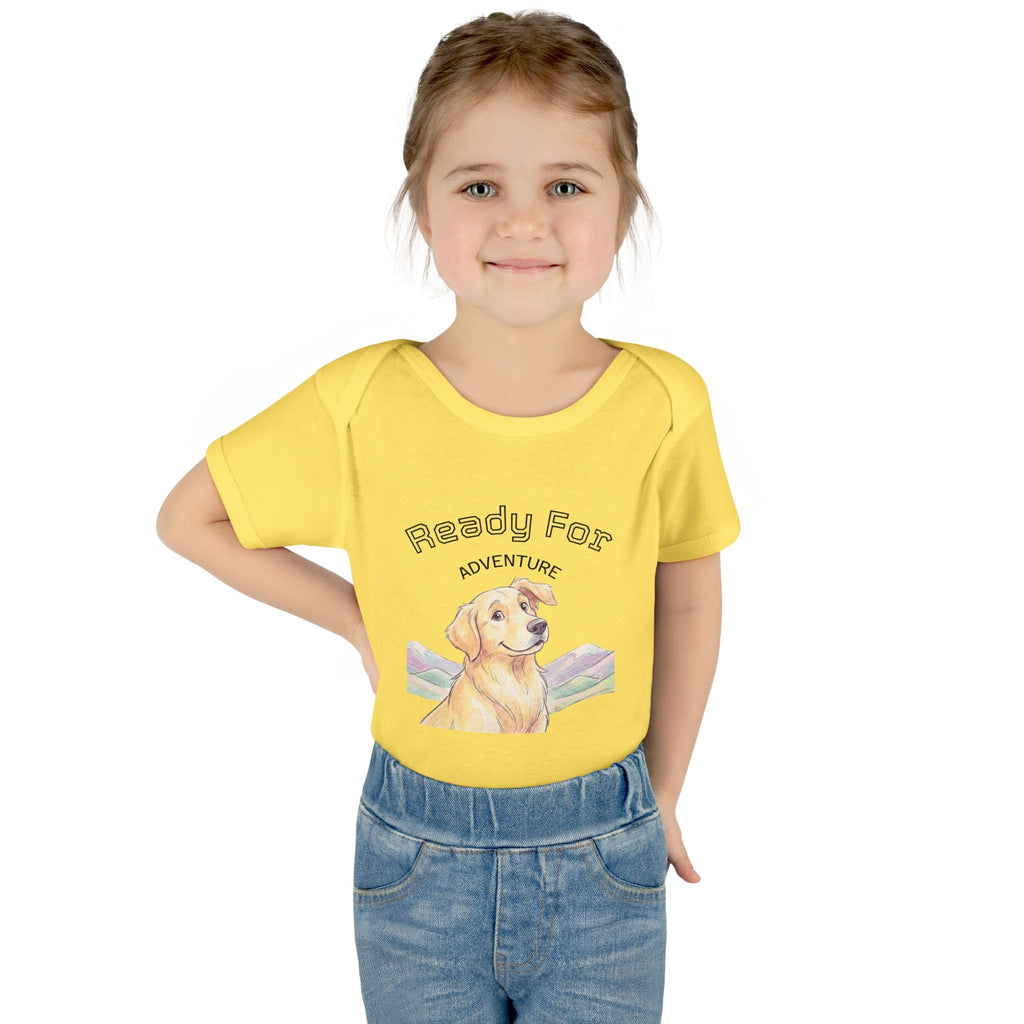 Ready for Adventure Baby Bodysuit — Golden Retriever Puppy Graphic Infant Onesie