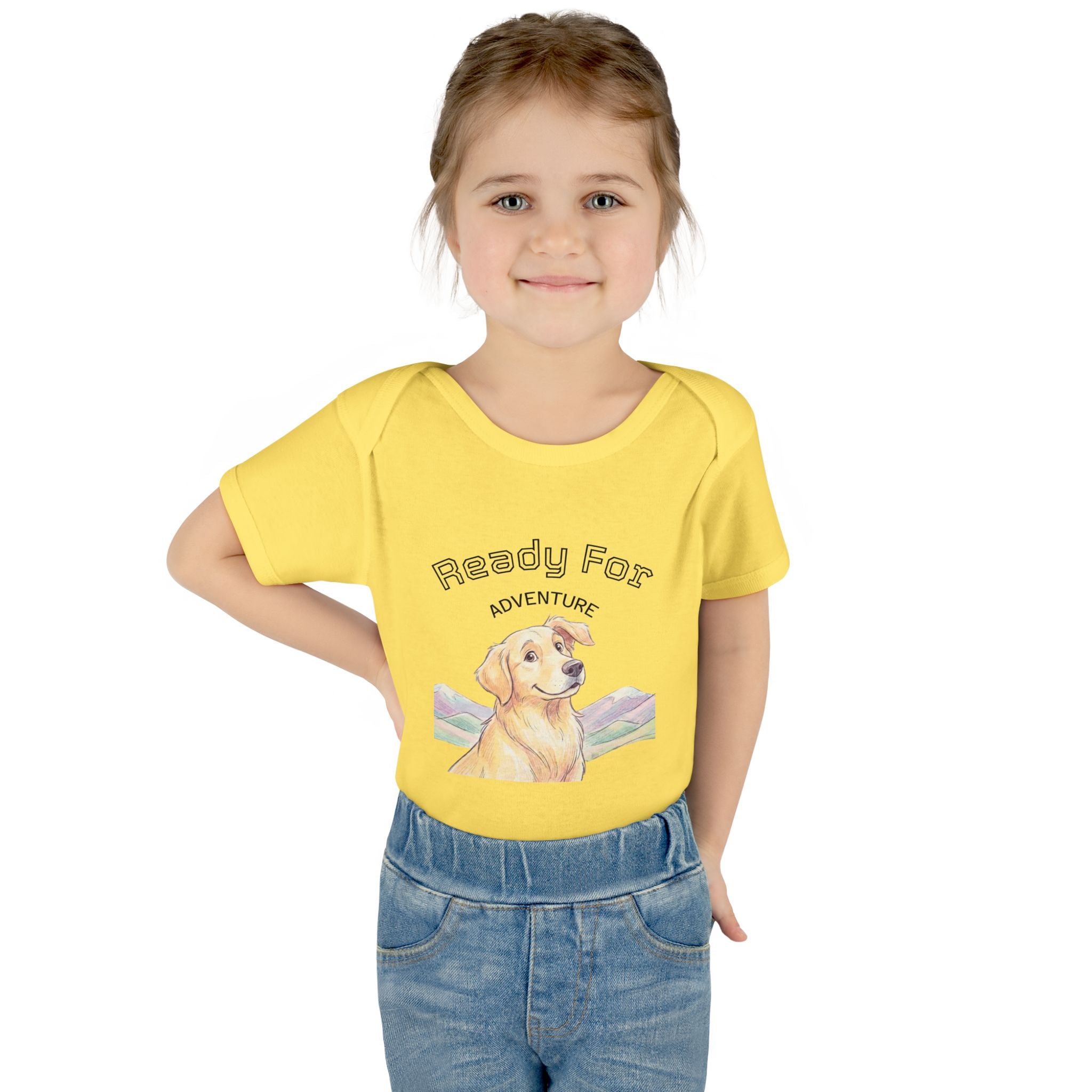 Ready for Adventure Baby Bodysuit — Golden Retriever Puppy Graphic Infant Onesie