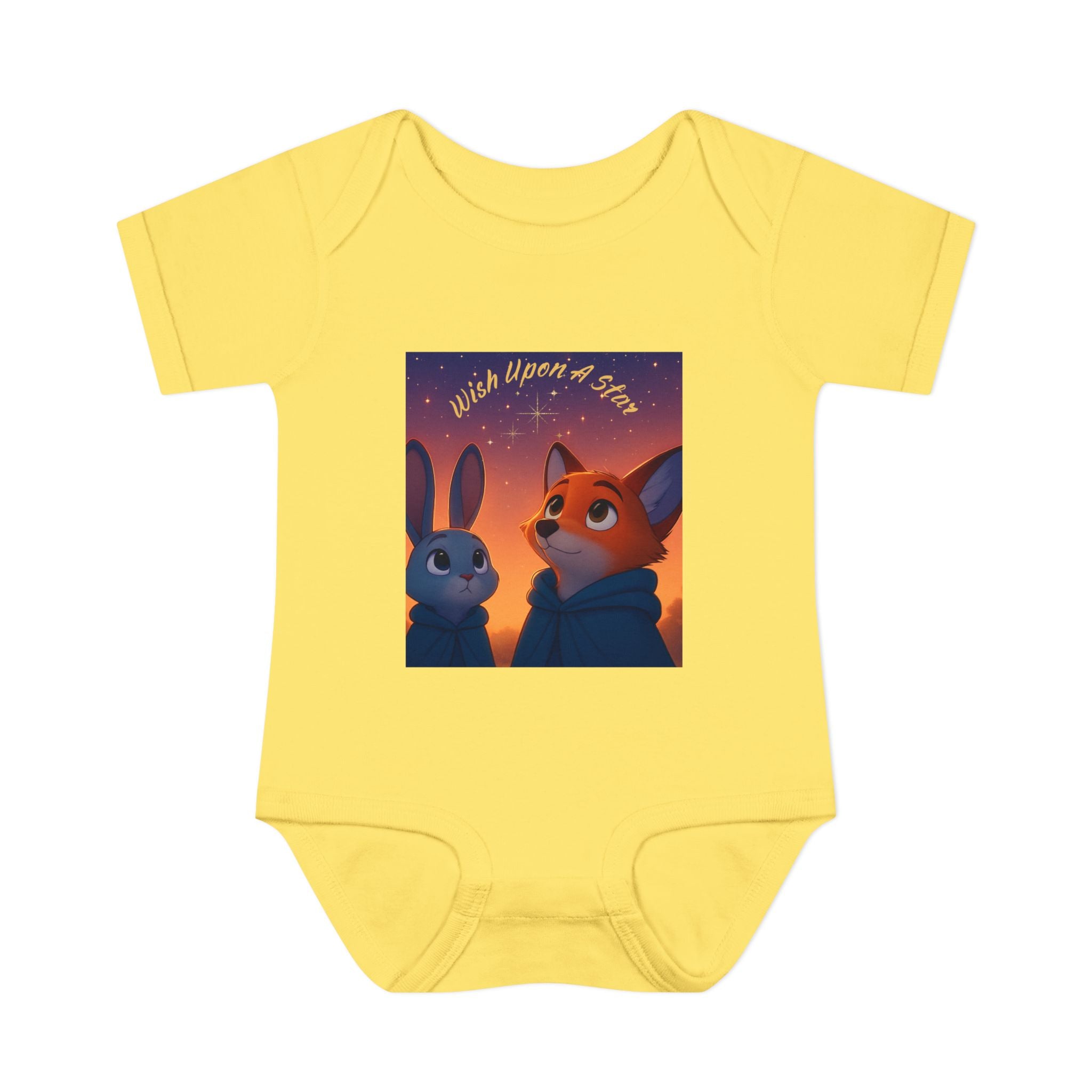 Baby Bodysuit - 'Wish Upon a Star' Fox & Bunny Night Sky Infant Onesie