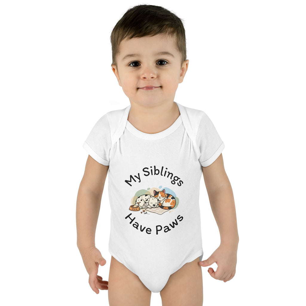 Infant Bodysuit – "My Siblings Have Paws" Cute Cat & Dog Baby Onesie