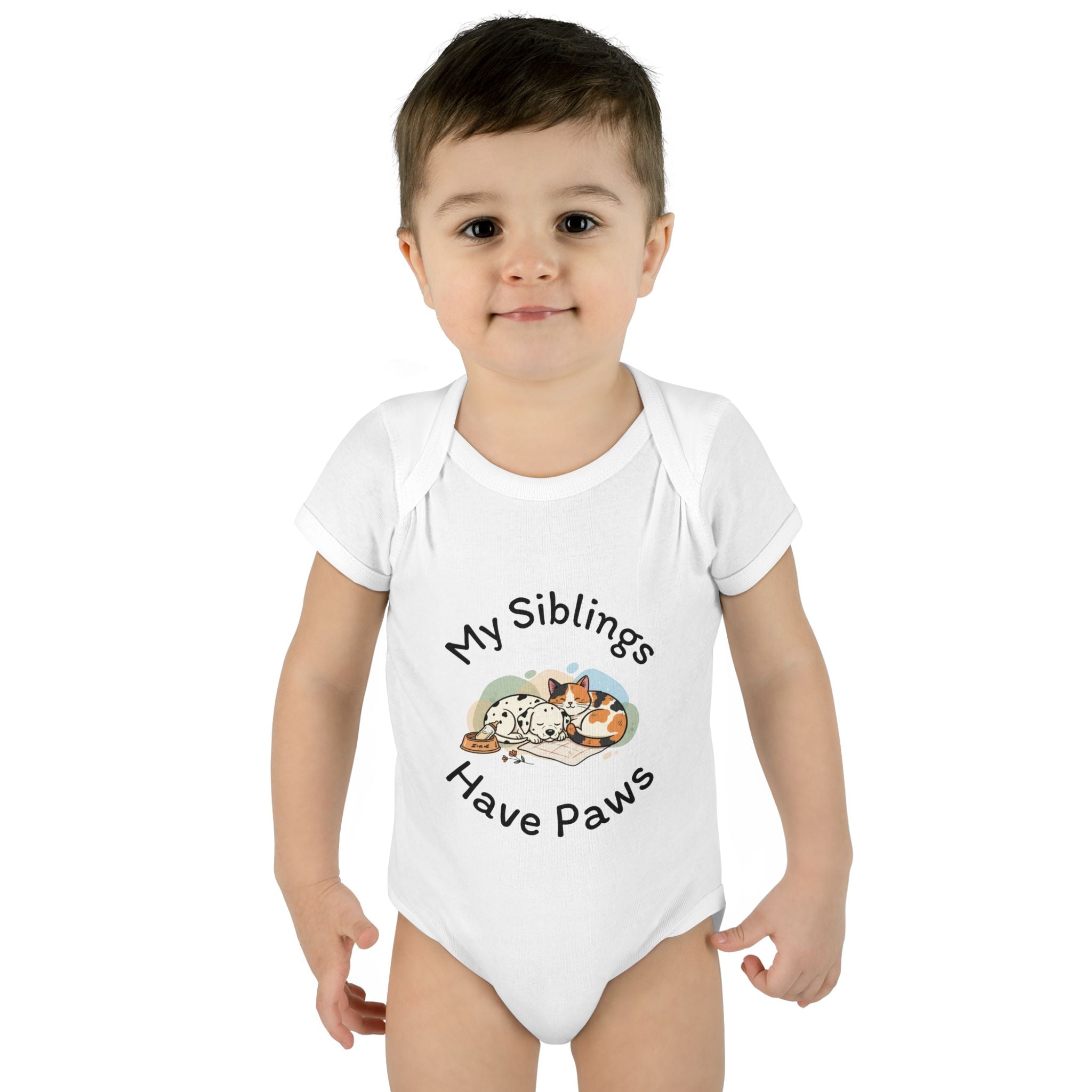 Infant Bodysuit – "My Siblings Have Paws" Cute Cat & Dog Baby Onesie