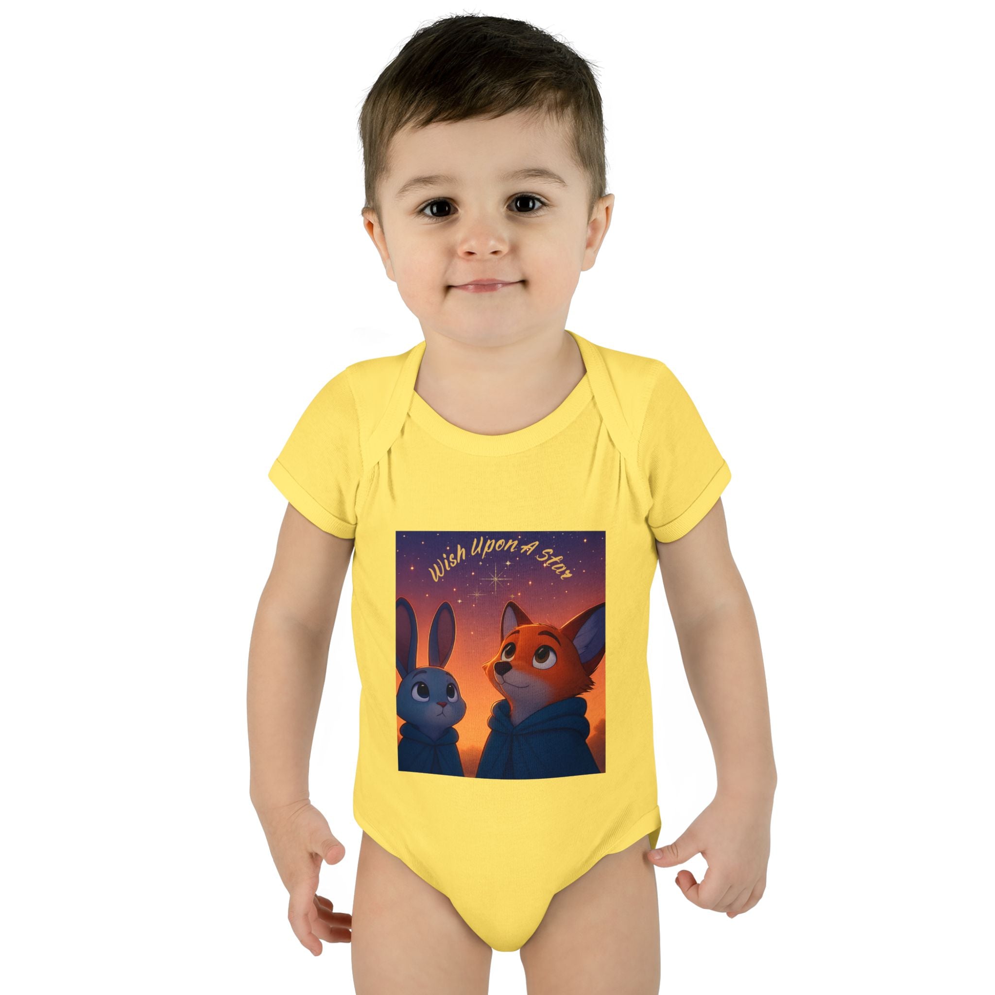 Baby Bodysuit - 'Wish Upon a Star' Fox & Bunny Night Sky Infant Onesie