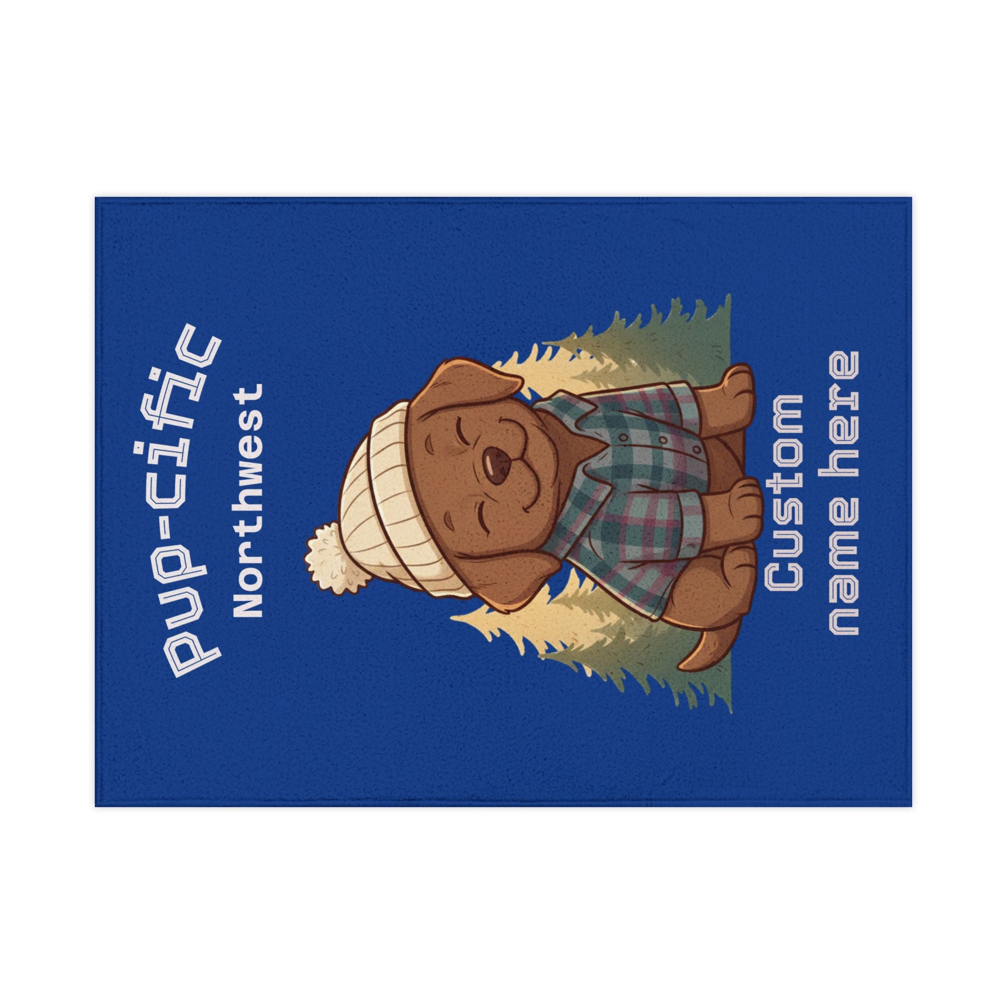 Toddler Blanket - "Pup-cific Northwest" Custom Name Cozy Puppy Woodland Throw