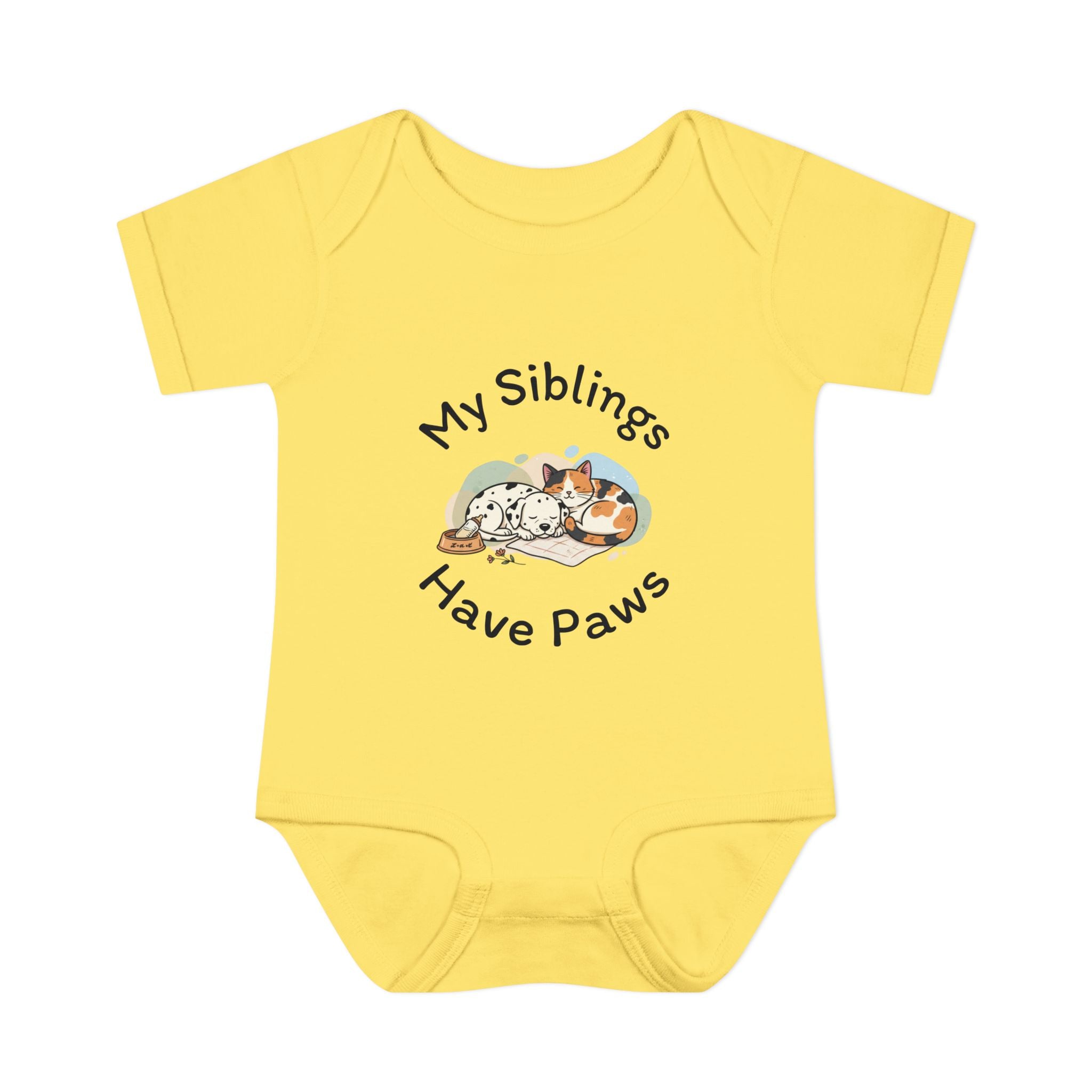 Infant Bodysuit – "My Siblings Have Paws" Cute Cat & Dog Baby Onesie