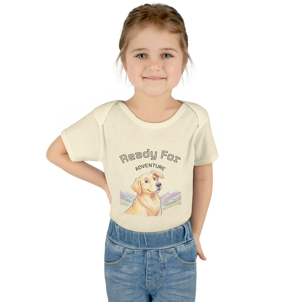 Ready for Adventure Baby Bodysuit — Golden Retriever Puppy Graphic Infant Onesie