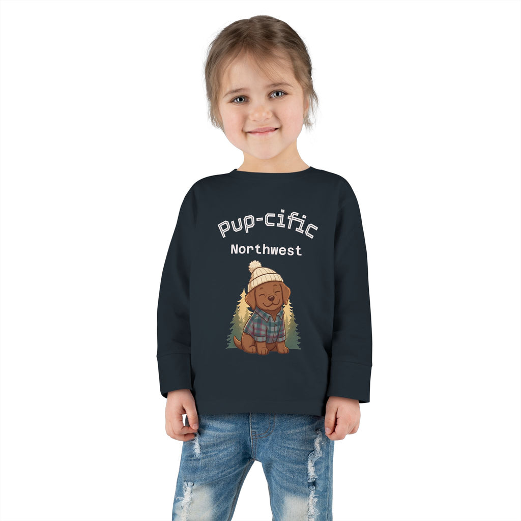 Toddler Long Sleeve Tee - Pup-cific Northwest Cozy puppy