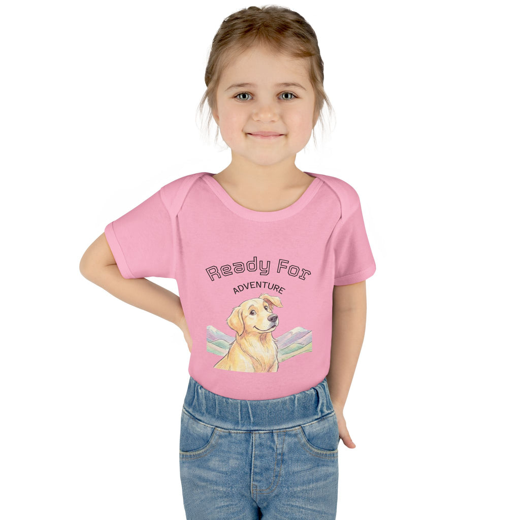 Ready for Adventure Baby Bodysuit — Golden Retriever Puppy Graphic Infant Onesie