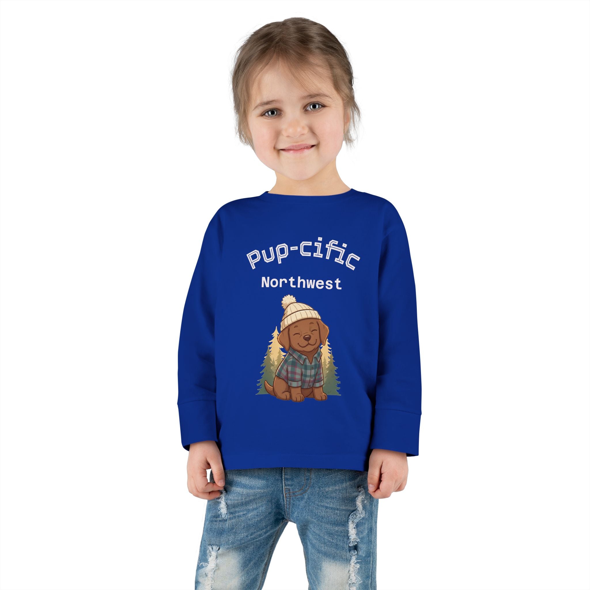 Toddler Long Sleeve Tee - Pup-cific Northwest Cozy puppy