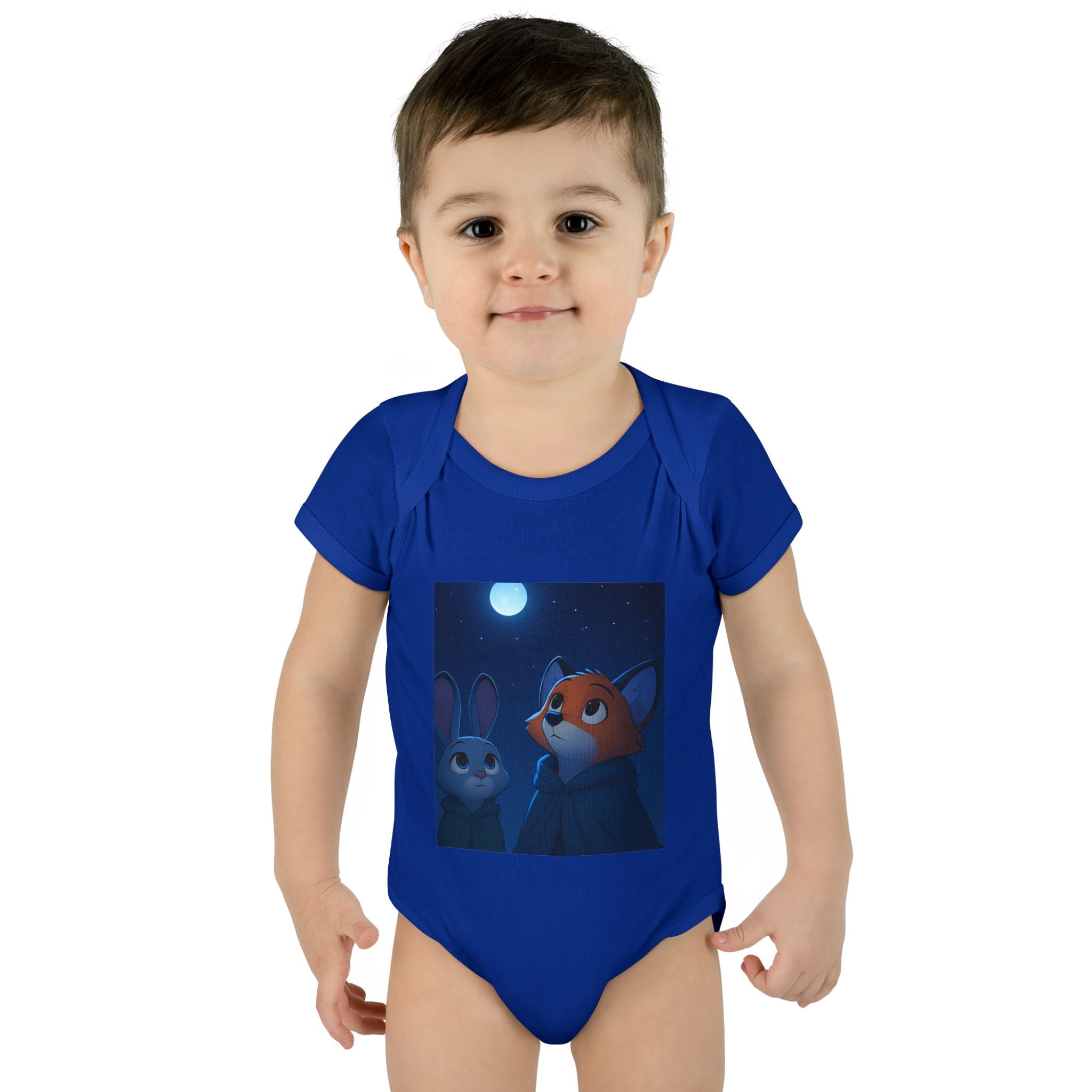 Baby Bodysuit — Moonlit Fox & Bunny Cute Nursery Graphic
