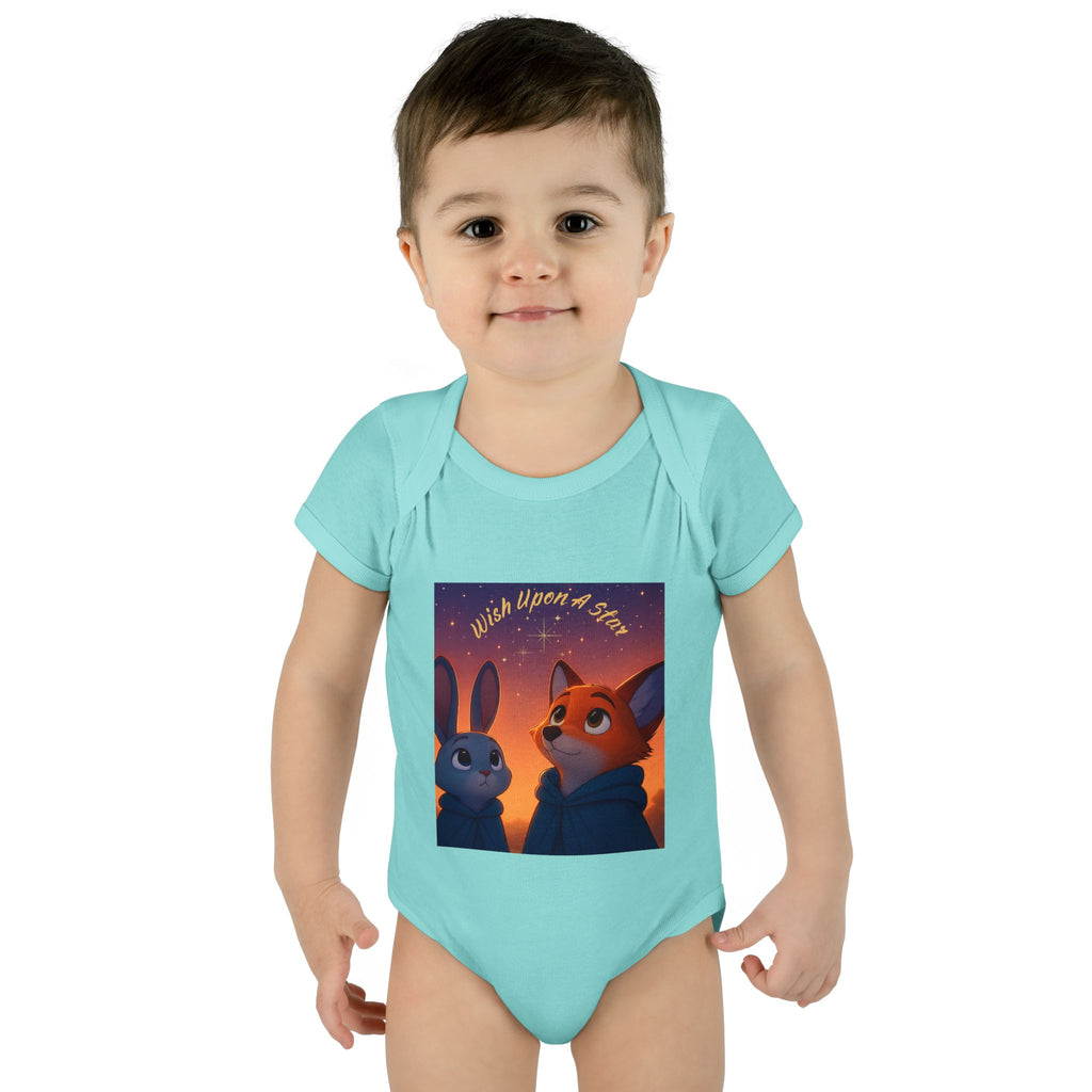 Baby Bodysuit - 'Wish Upon a Star' Fox & Bunny Night Sky Infant Onesie
