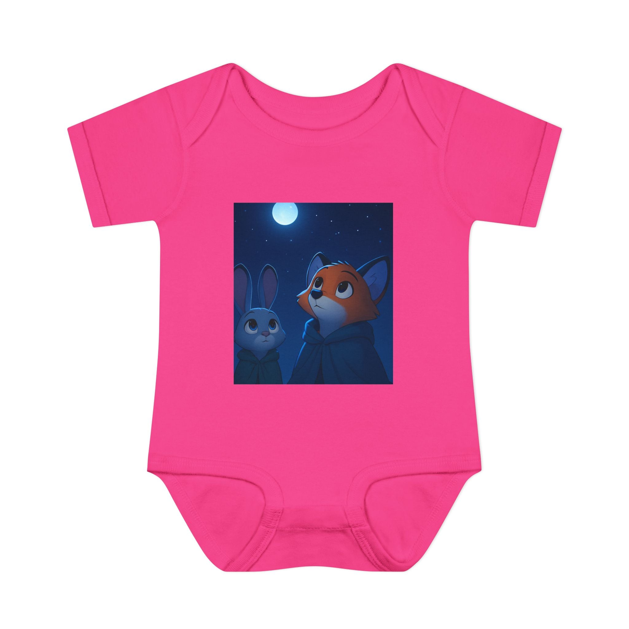Baby Bodysuit — Moonlit Fox & Bunny Cute Nursery Graphic